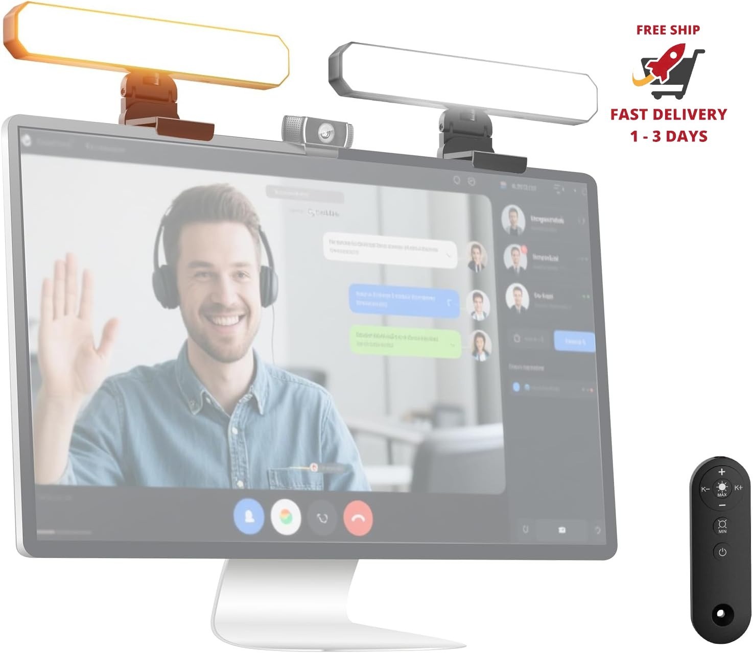 Barra de luz para monitor dual de 12 W con soportes, lámpara LED