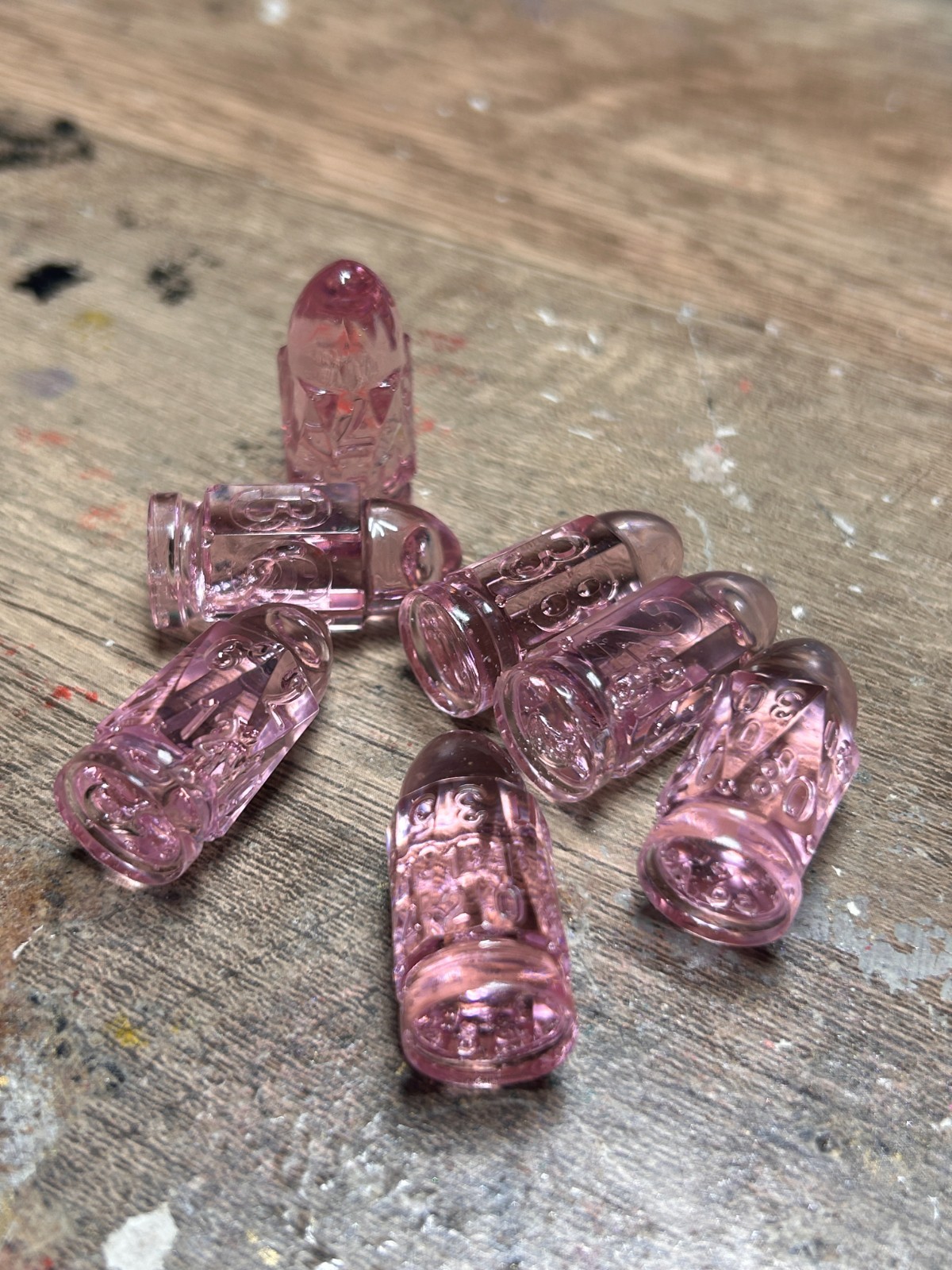 RAW* Bullet Dice: Rose Quartz Pink _ Resin-Cast Dice Set  *See Description* D&D