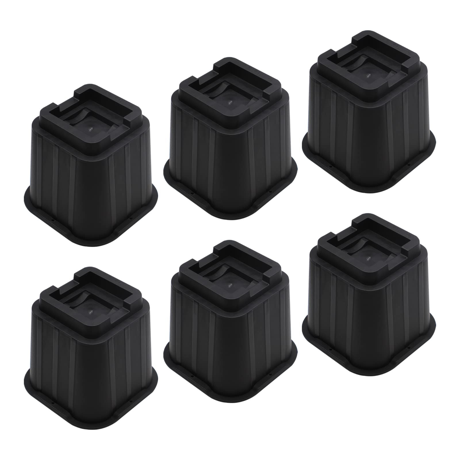 6 PCS 5 Inch Black Heavy Duty Bed Risers Lifts Support 6000 Lbs Sofa Desk