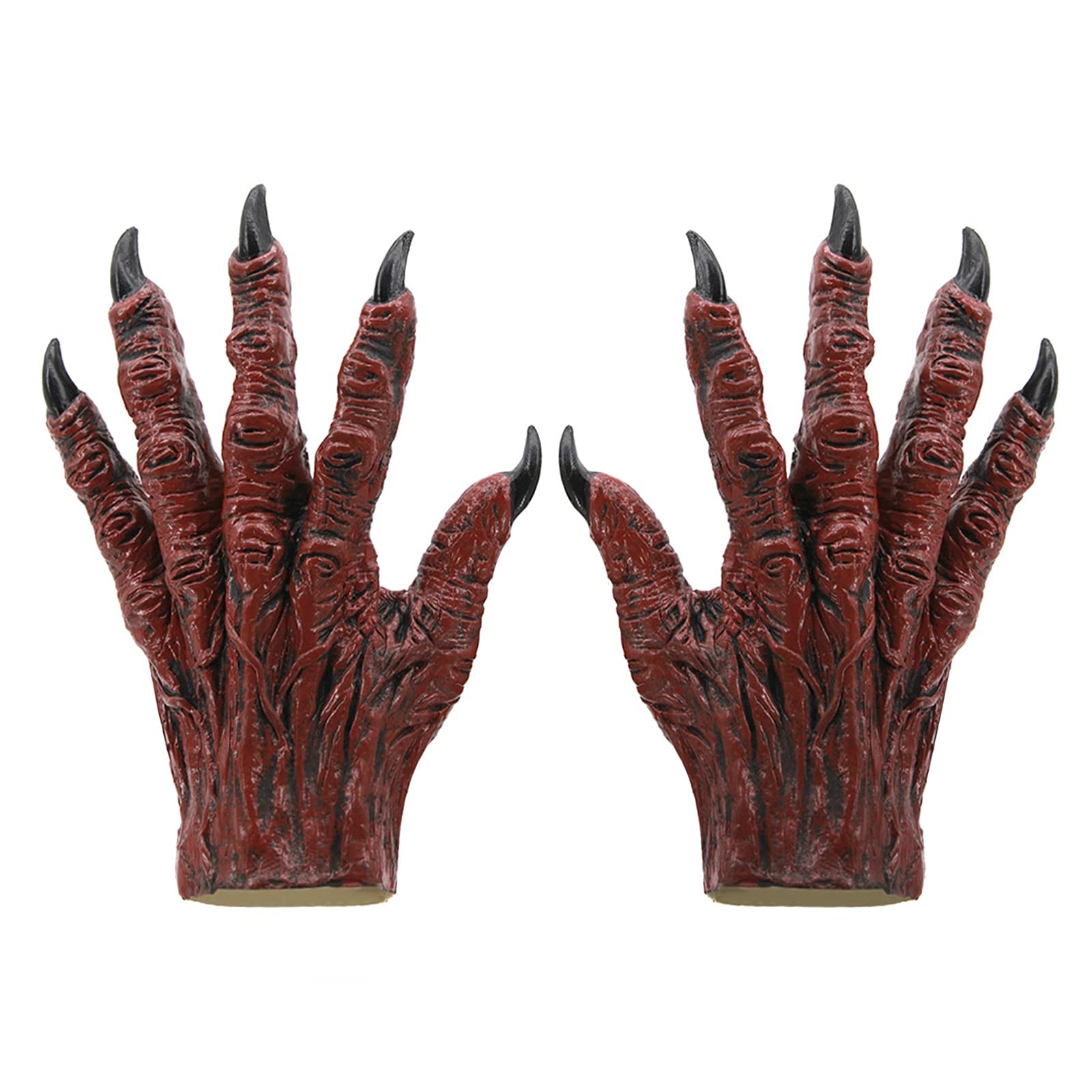PURFUN Halloween Horrific Demon Gloves Men Women Funny Fancy One Size, Red