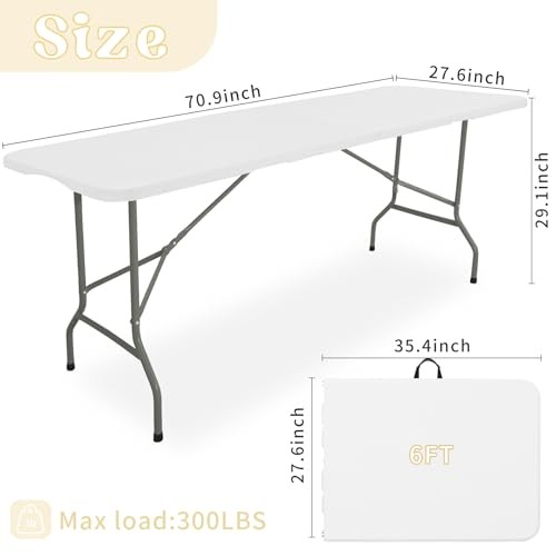 HAISIWLKJ FOLDING TABLE 6 FT LIGHTWEIGHT CAMPING TABLE - Scratch & Dent