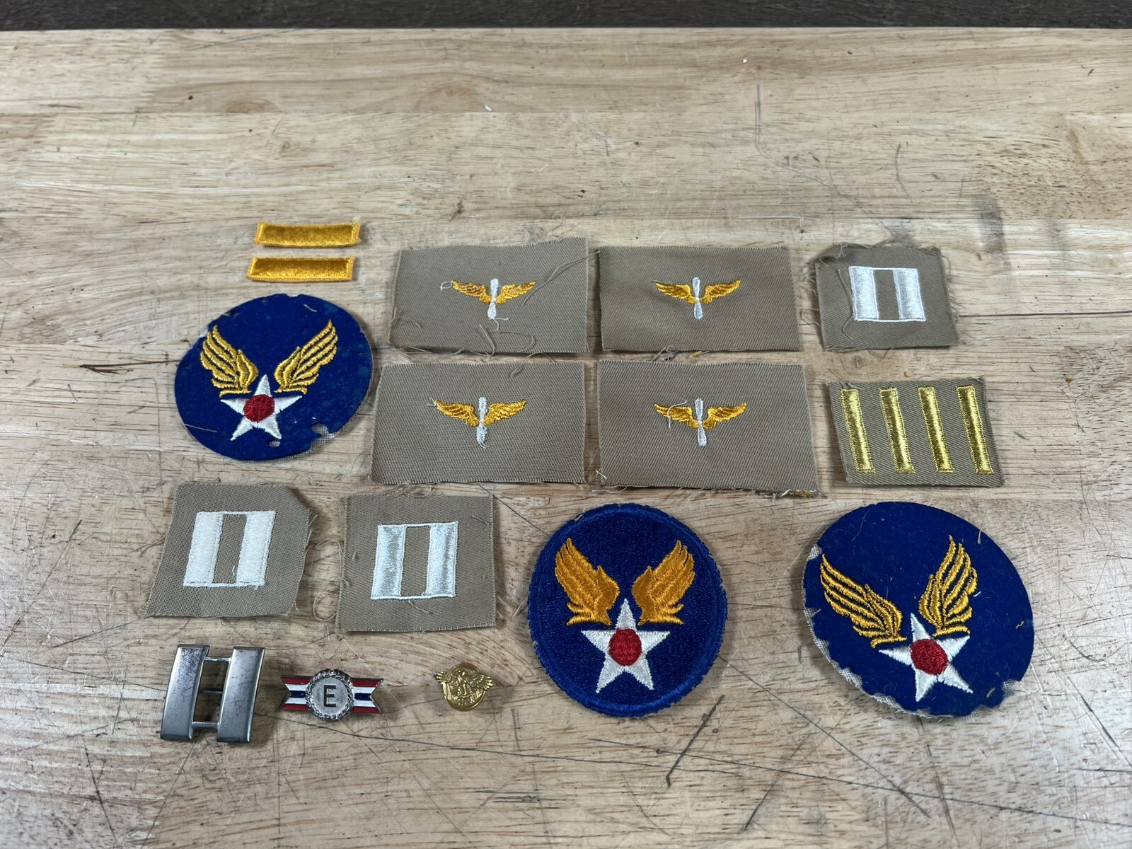 Vintage Estate Fresh Lot of WWII Pilot Wings Patches Insignia Etc.