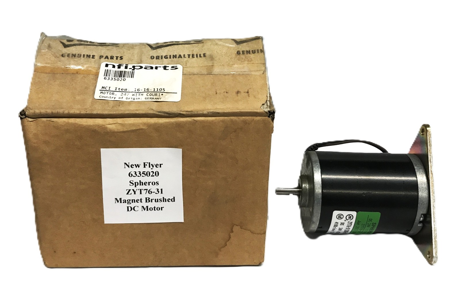 New Flyer 24 Volt Magnet Brushed DC Motor 6335020 NOS