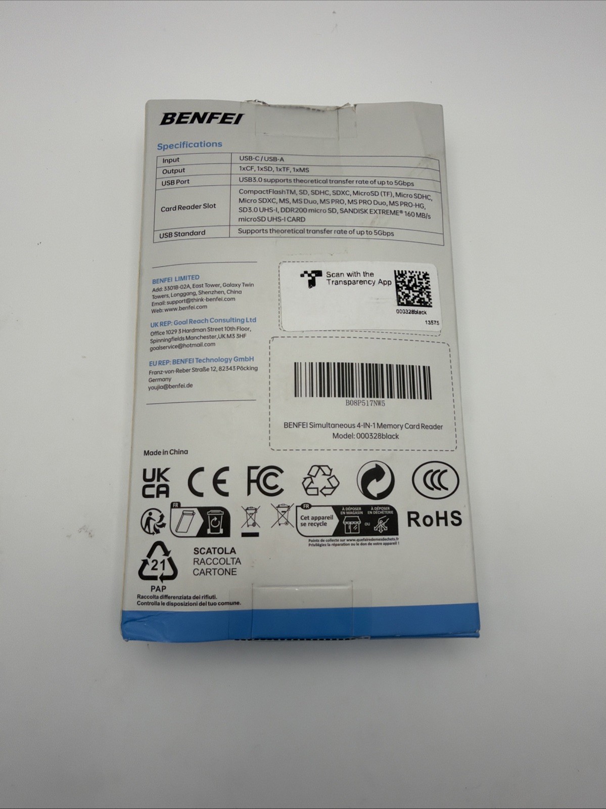 Simultaneous 4-IN-1 Memory Card Reader TF Card, SD Card, CF Card, MS Card