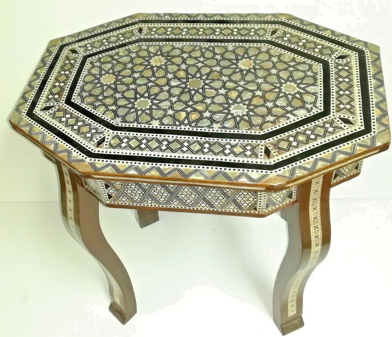 Egyptian Handmade Wooden inlaid Mother Of Pearl End Table