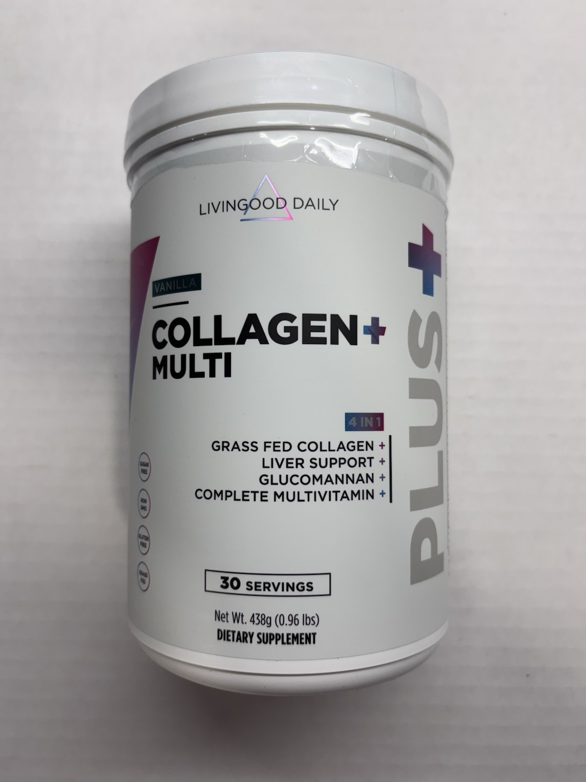 Livingood Daily Collagen Powder & Multi Vit Vanilla Grass Fed Protein Exp 5/26