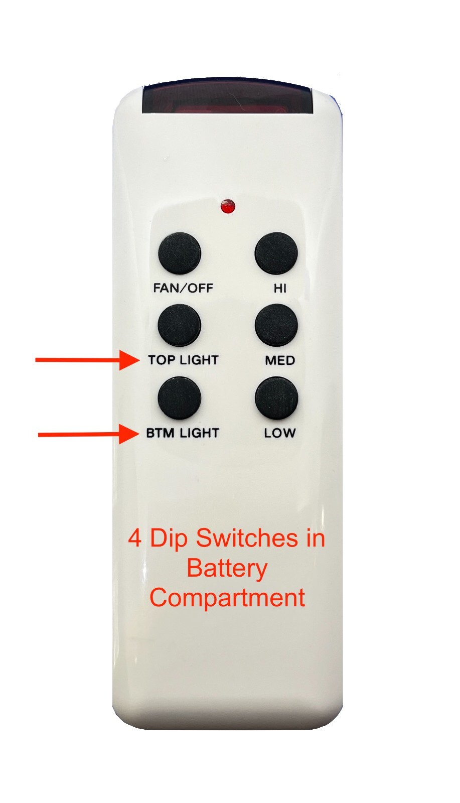 CHQ8BT7053T  Ceiling Fan Remote 4 DIP SWITCH VERSION W/ TOP and BTM light