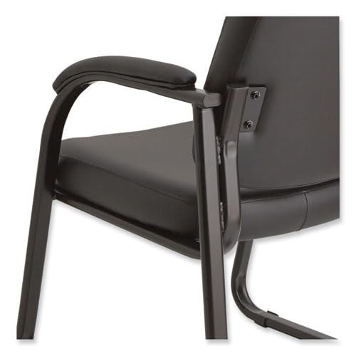 Alera Genaro Series Faux Leather Half-Back Sled Base Guest Chair Black