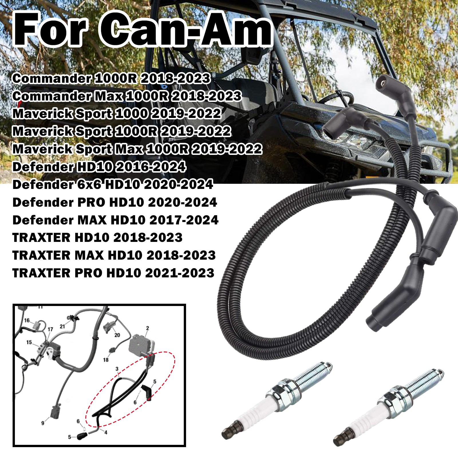 Spark plug & Wire Cap for Can-Am Commander Max 1000R Maverick Sport Max 1000R