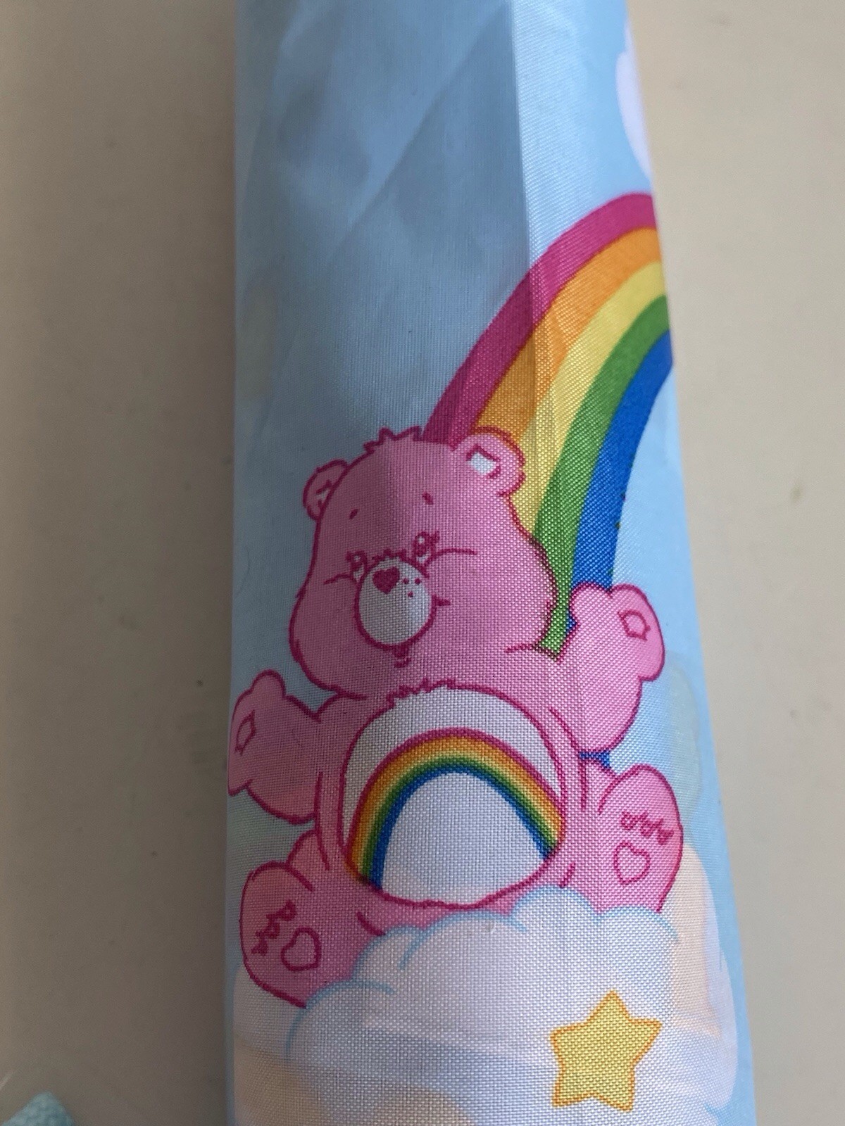 Care Bears Rainbow Umbrella Auto Open Close Blue Compact NEW