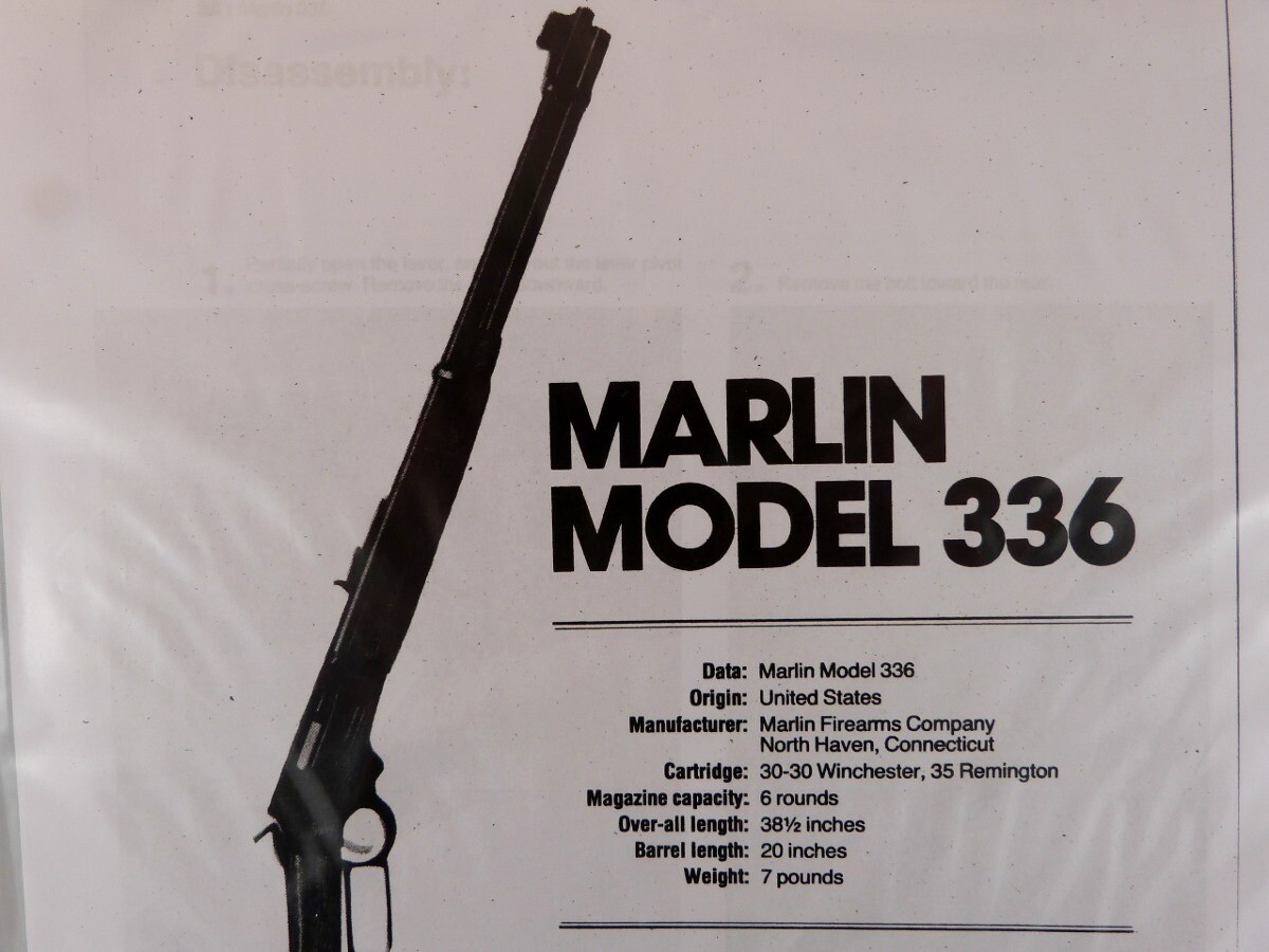 MARLIN MODEL 336 RIFLE BREAK DOWN INSTRUCTION KIT a
