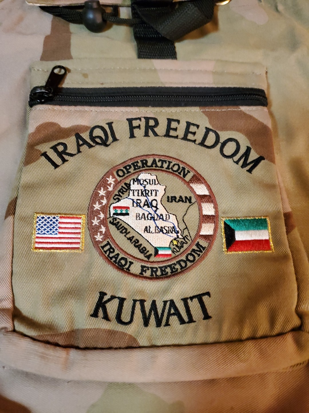 Operation Iraqi Freedom Kuwait souvenir Small Child backpack desert camo