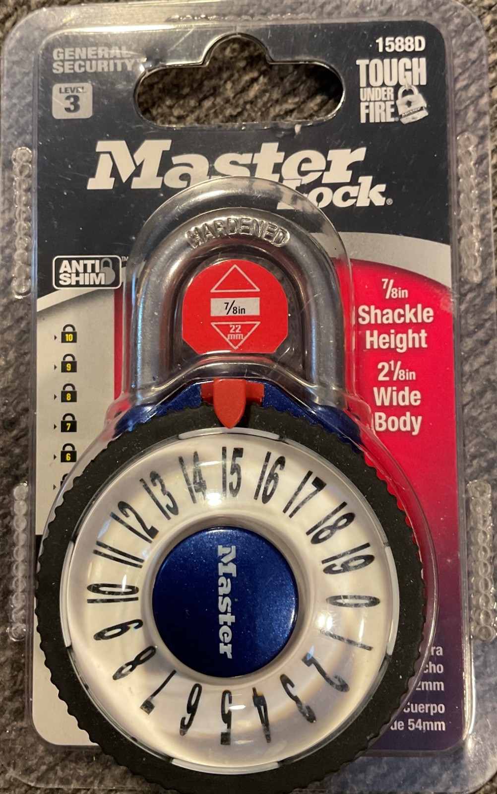 Master Magnified Combination Lock 1588D Level 3 New