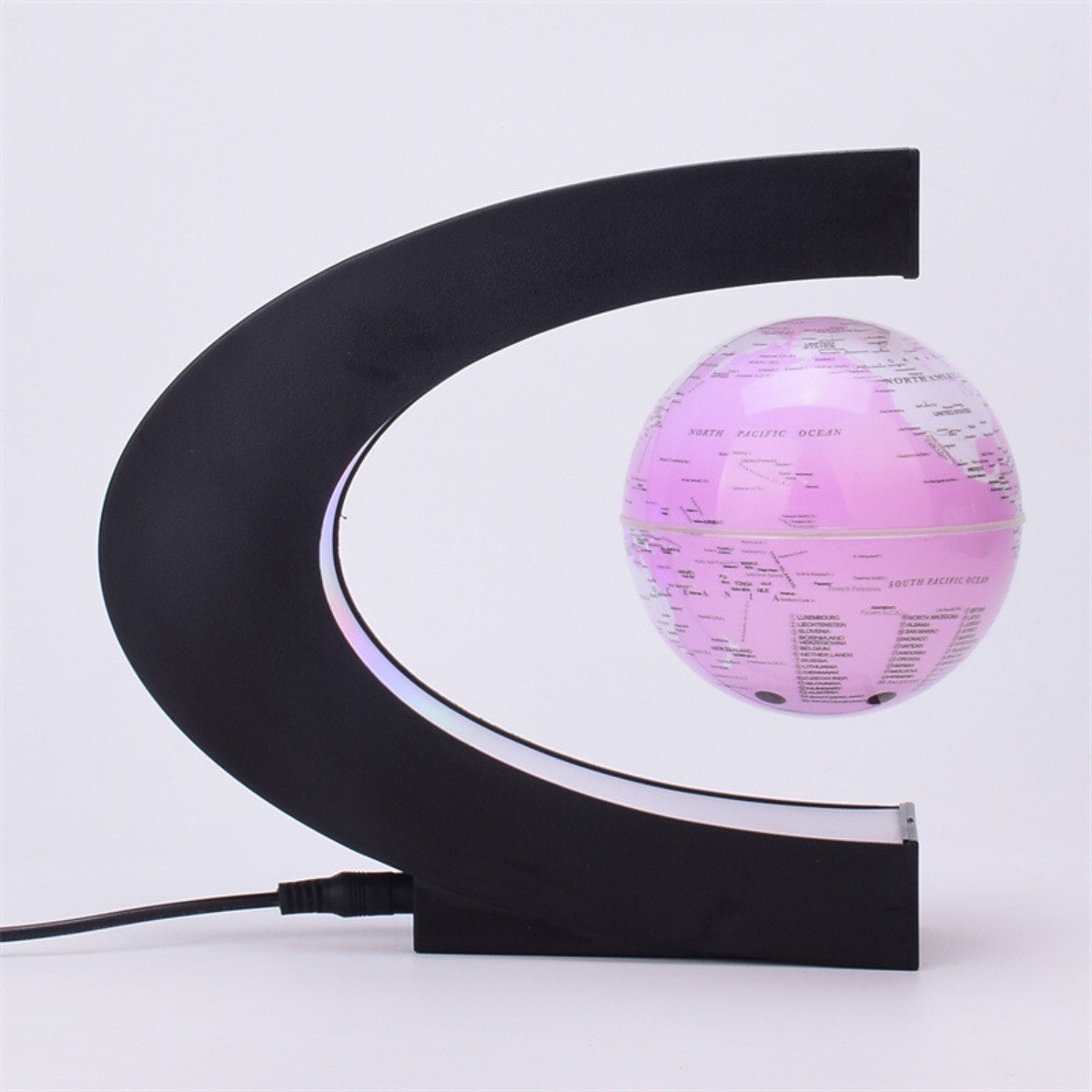 Creative C Shape Magnetic Levitation Floating Globe World Map with Colorful LED