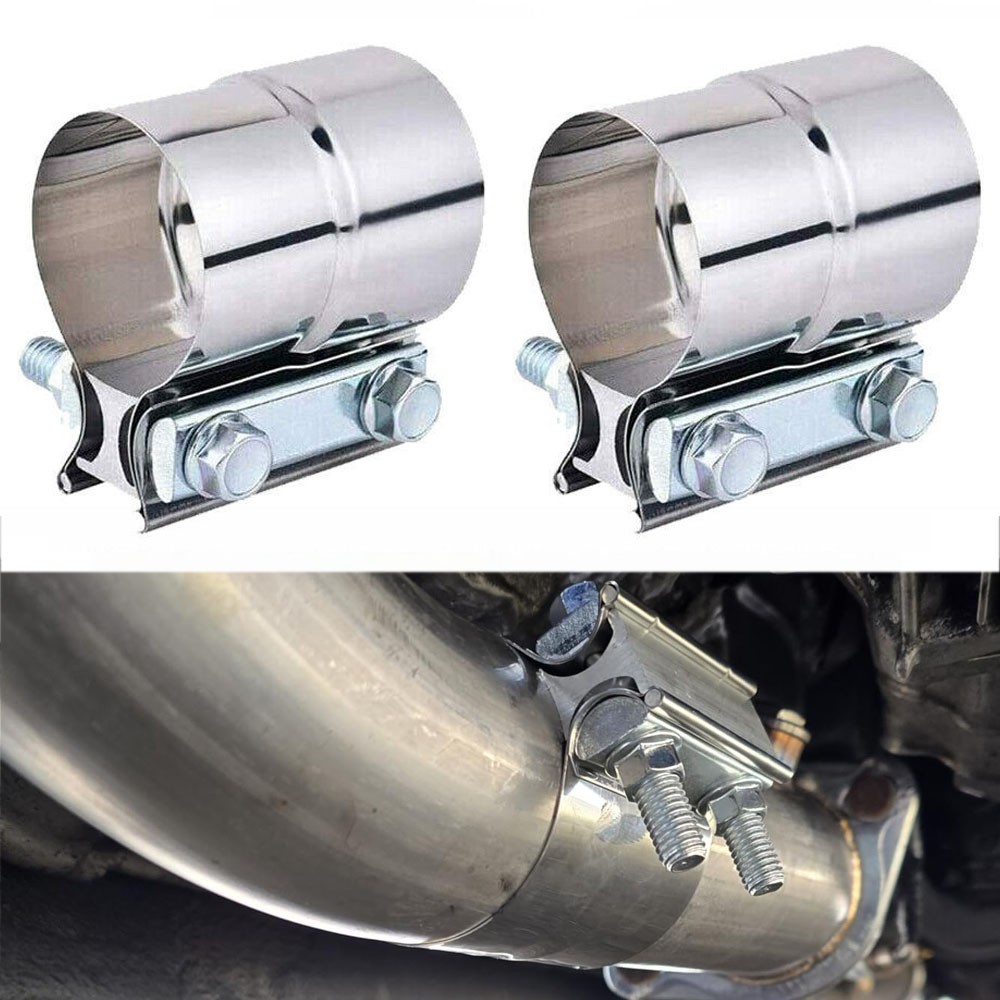 3"inch Lap Joint Exhaust Band Clamp Muffler Sleeve Coupler Stainless Steel 2Pcs