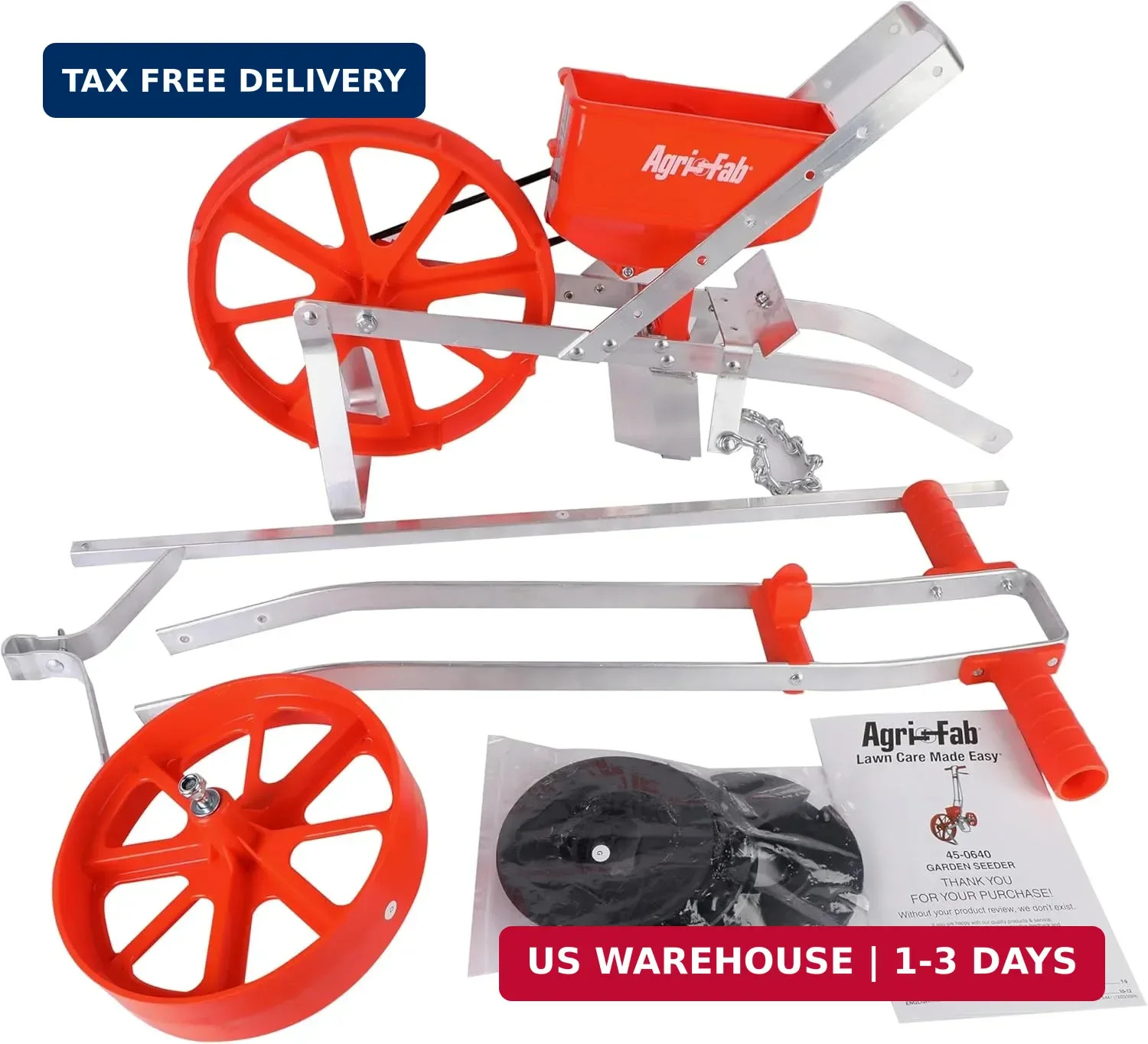 Agri-Fab Push Garden Seeder Planter with 7 Interchangeable Seed Plates, 3 lb Cap