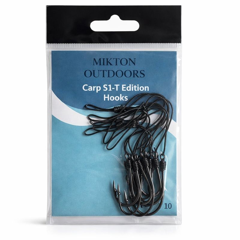 Pre Tied Carp Straight Hooks-Carp S1-T Edition– Tied Carp Fishing Hooks (Qty 10)