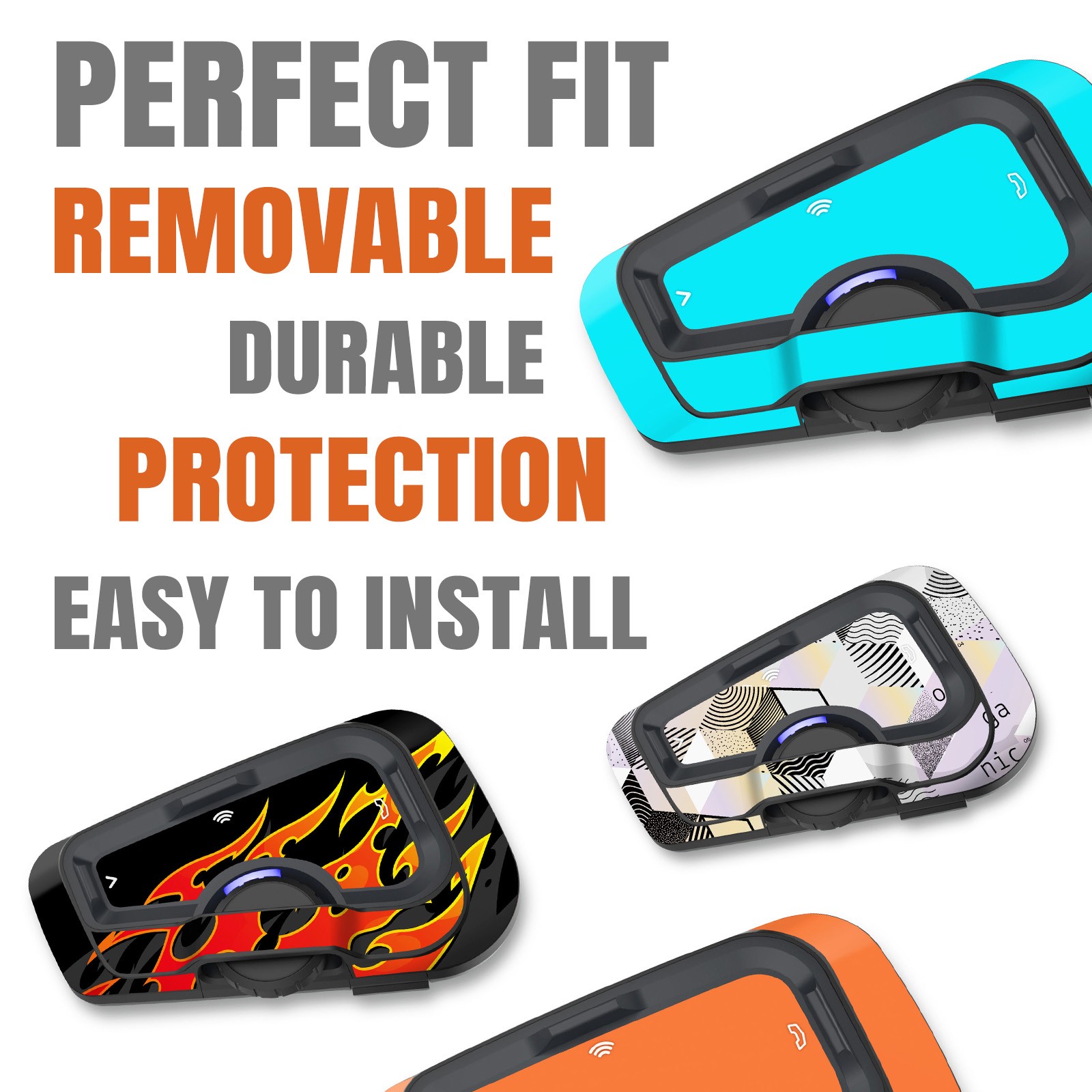 For CARDO Freecom 4X 2X Protective Headset Decal Sticker x2 Blue Circle Array