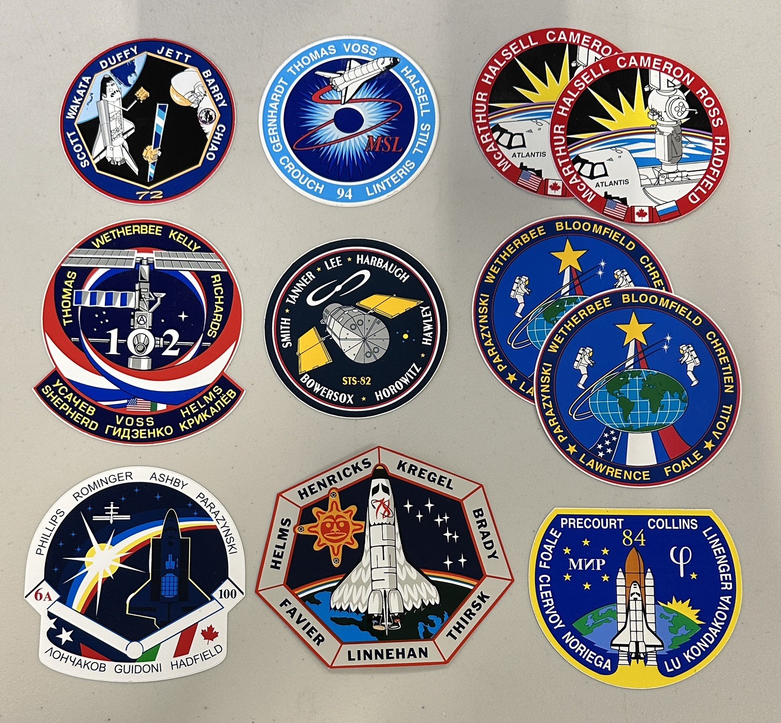 Lot of 11 NASA Mission Stickers Space Shuttle Crew Patches Various Years