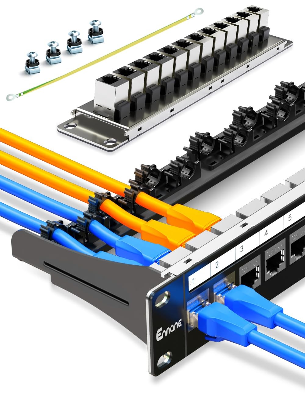 12 Port Patch Panel Cat6A Keystone RJ45 Network Cable Management 10 In Shield