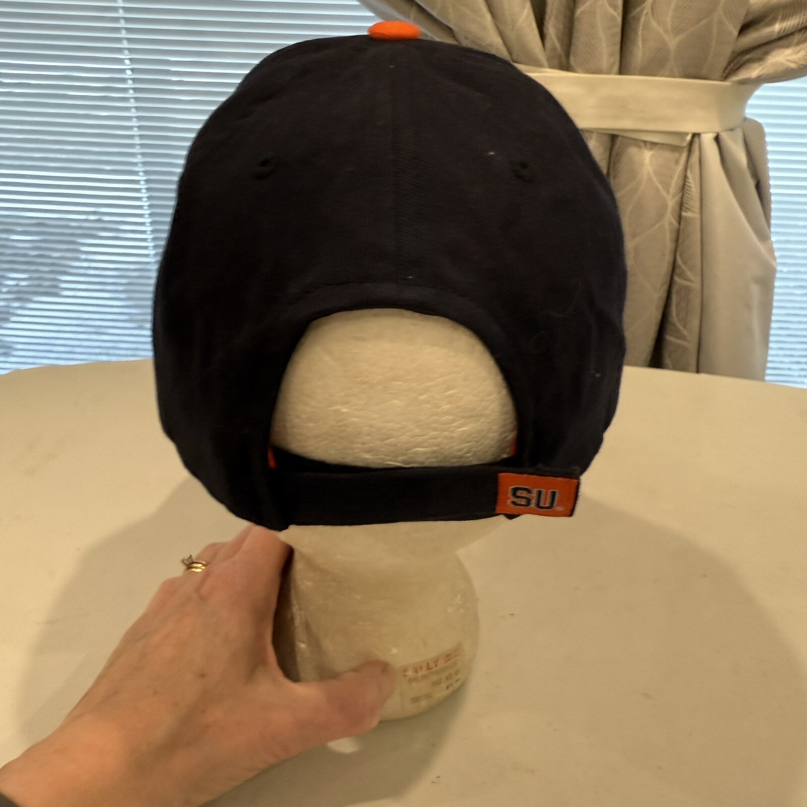 Syracuse Orange S White Navy Hat Cap Hook Loop Lucky Captivating Headwear EUC