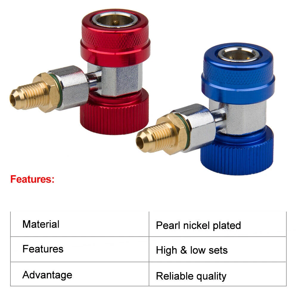 1/4" A/C R134A Quick Coupler Adapter Manifold Connector Sae Hvac High & Low Side