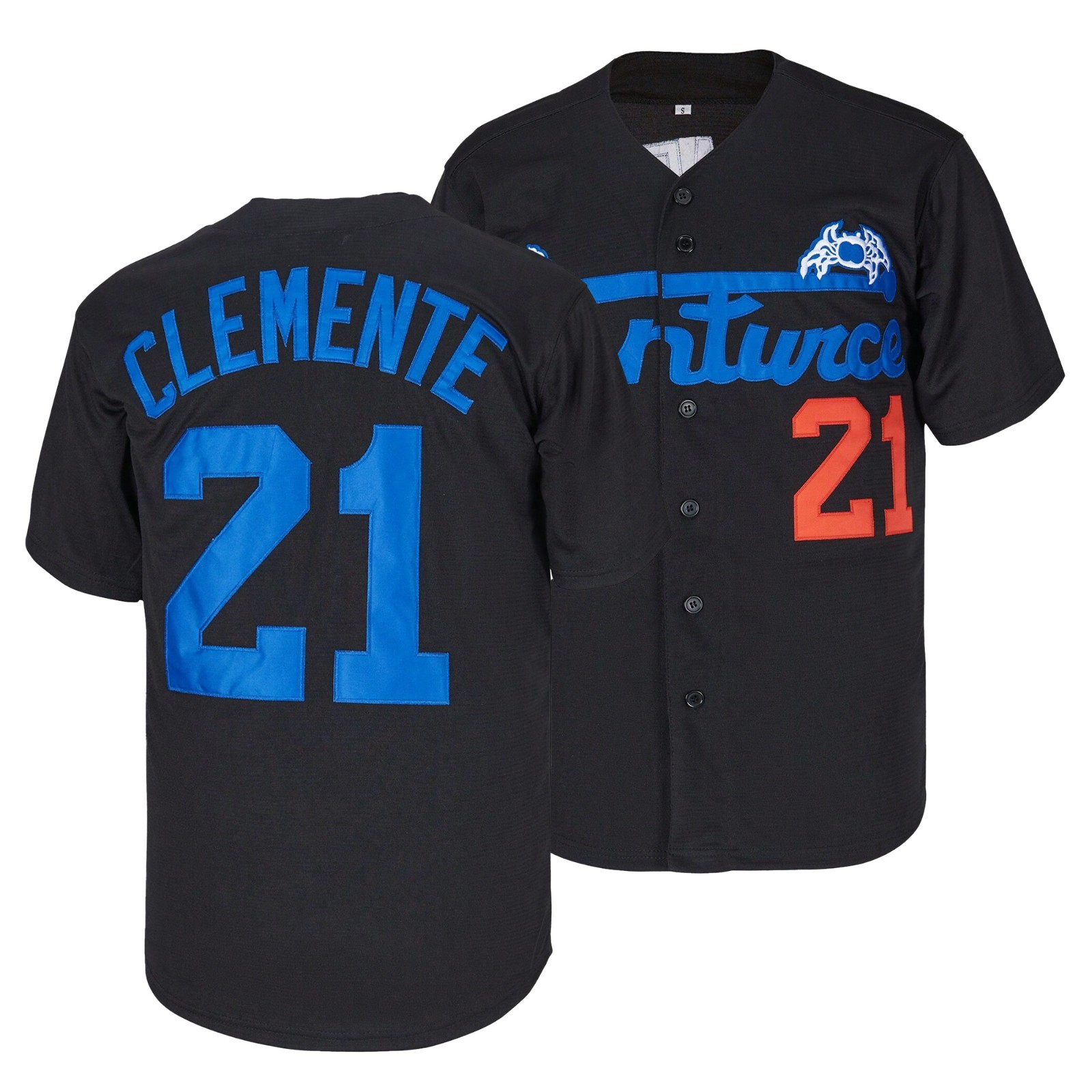 Men's #21 Santurce Crabs Roberto Clemente WBC Black Embroidered Baseball Jersey