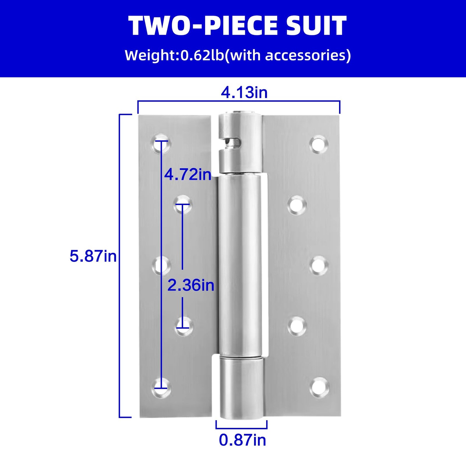 6 Inch Self-Closing Door Hinge Adjustable Spring Heavy Duty Hinge Stainless S...