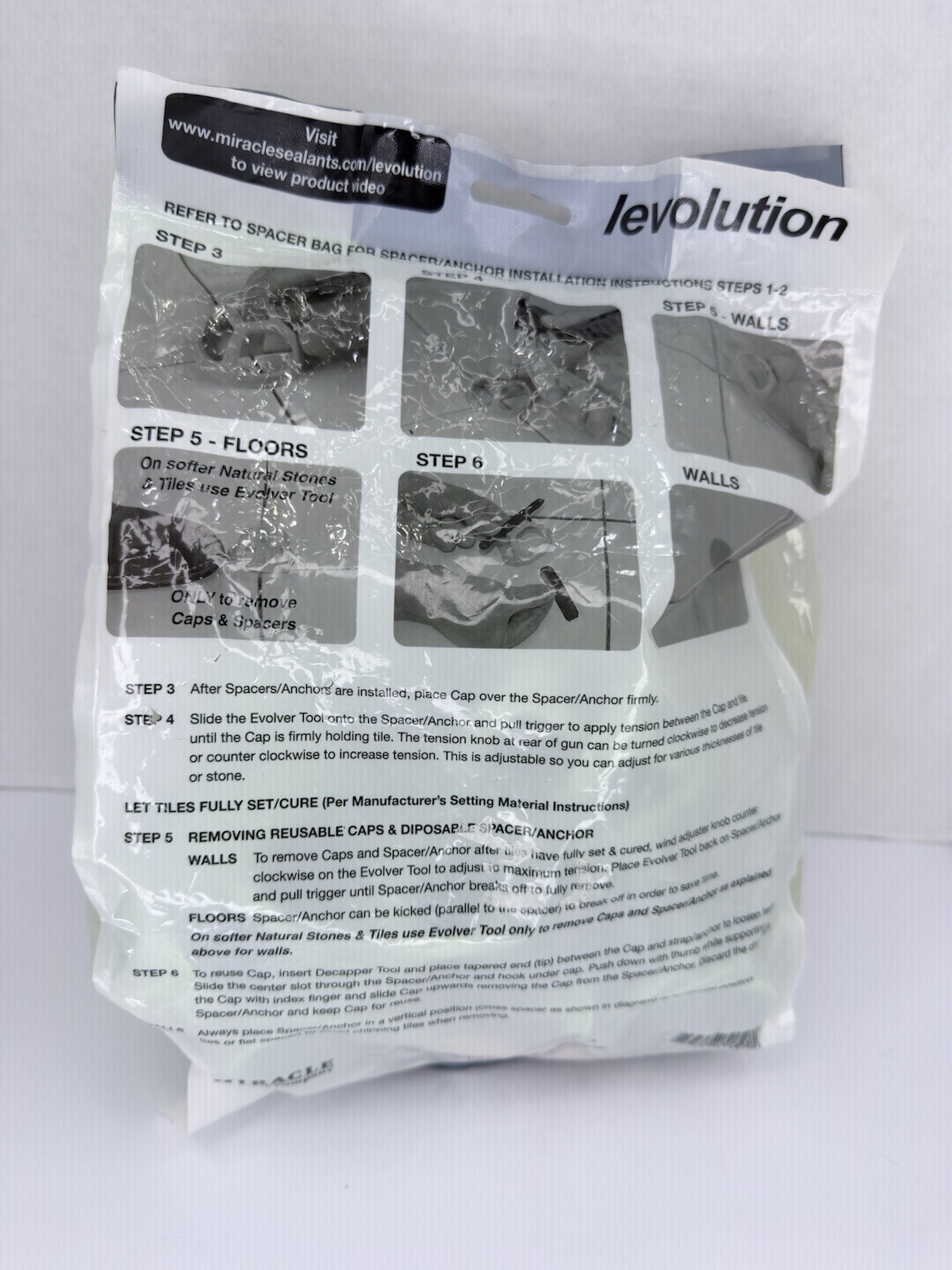 Levolution Tile spacing and Leveling System Caps Part B 50 Pc Bag + Tool