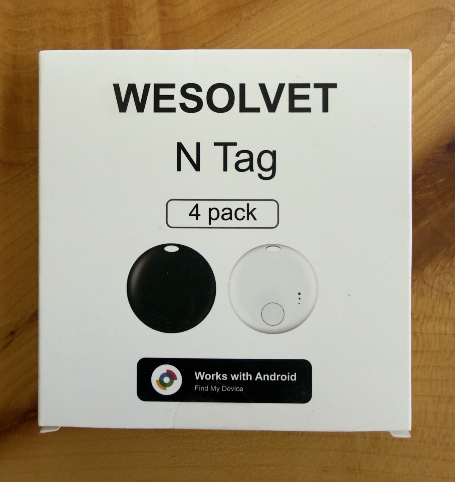 WESOLVET N Tag 4-Pack Bluetooth Tracker Works w/Google Find My Device (Android)