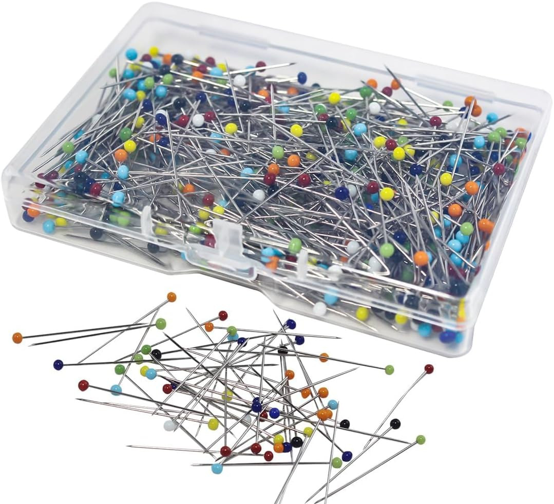 Dressmaker'S Sewing Pins - 500 Count, Straight Pins with Colored Glass Heads (1-