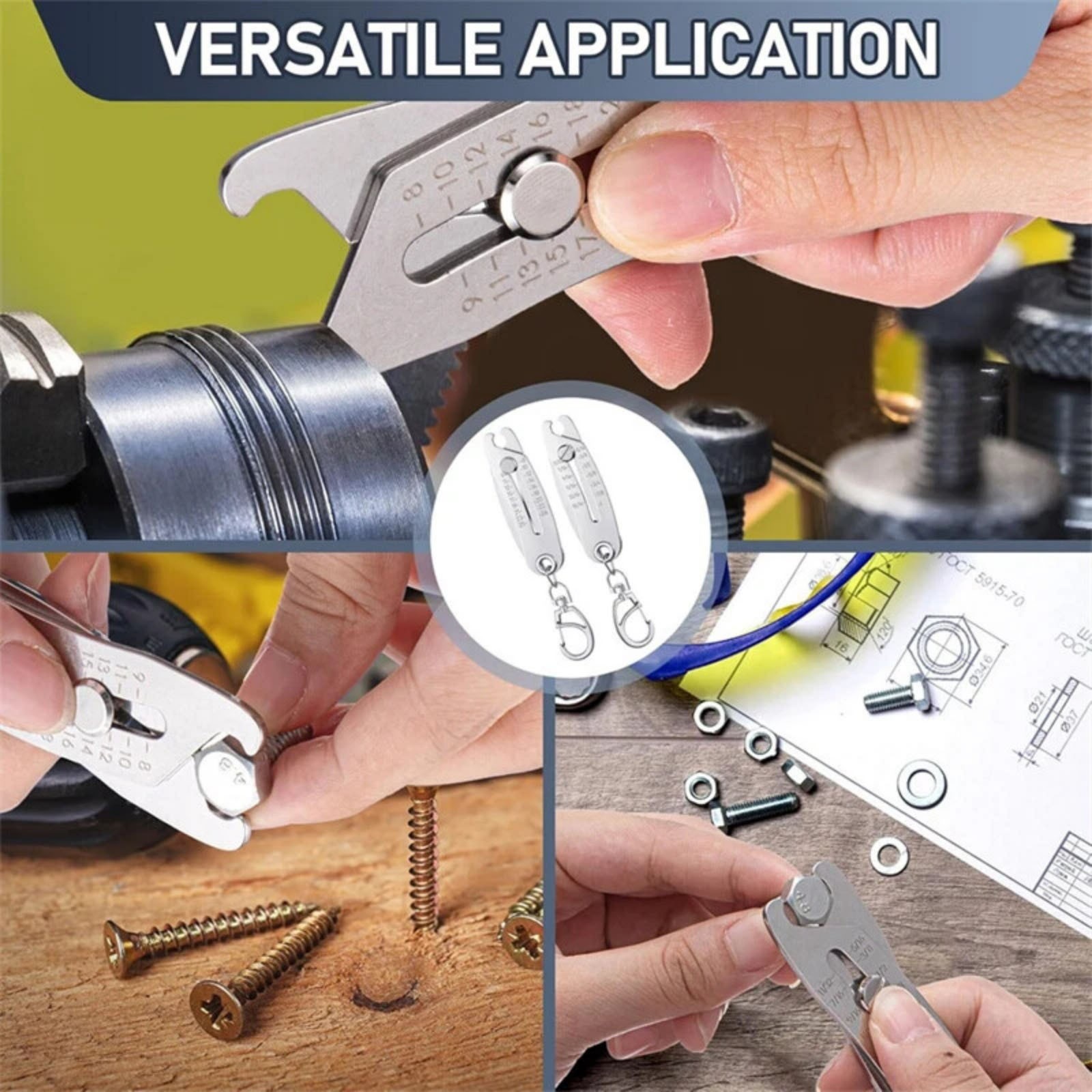 Portable Bolt Thread Checker - Keychain Size Gauge Tool for Nut Identification