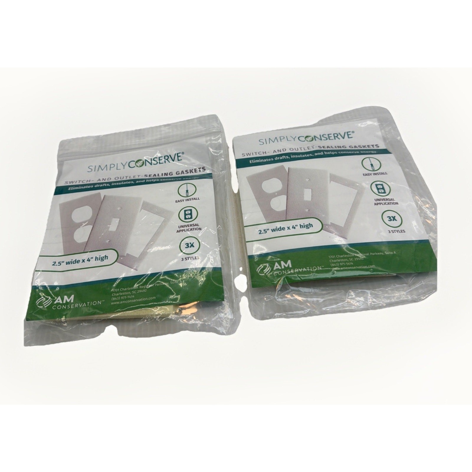 Lot Of 2 Simply Conserve SWITCH AND OUTLET INSULATING SEALERS 2.5 “x 4” Foam.