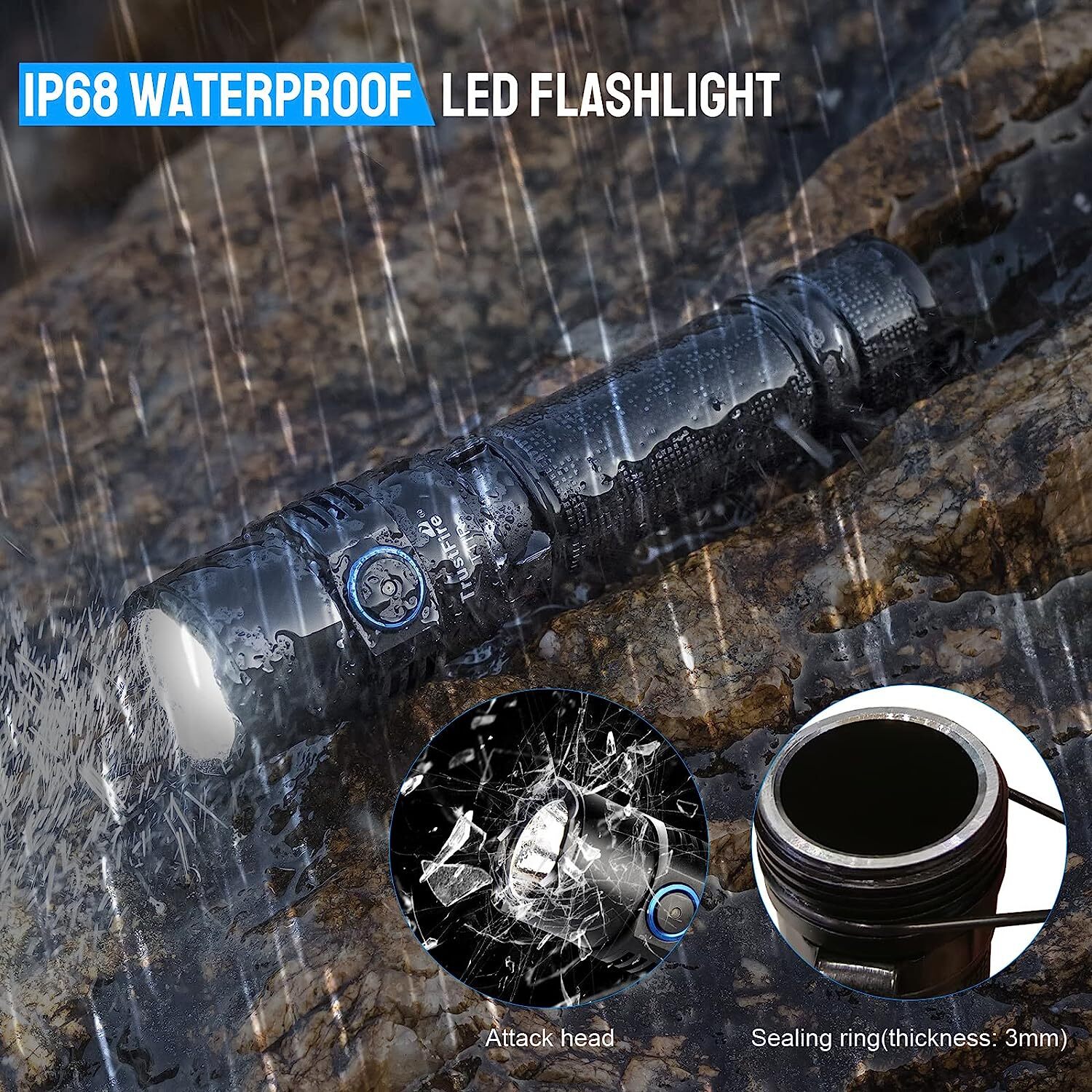 Trustfire T11R Tactical EDC Flashlight Type-c Rechargeable Torch 1800Lumen US