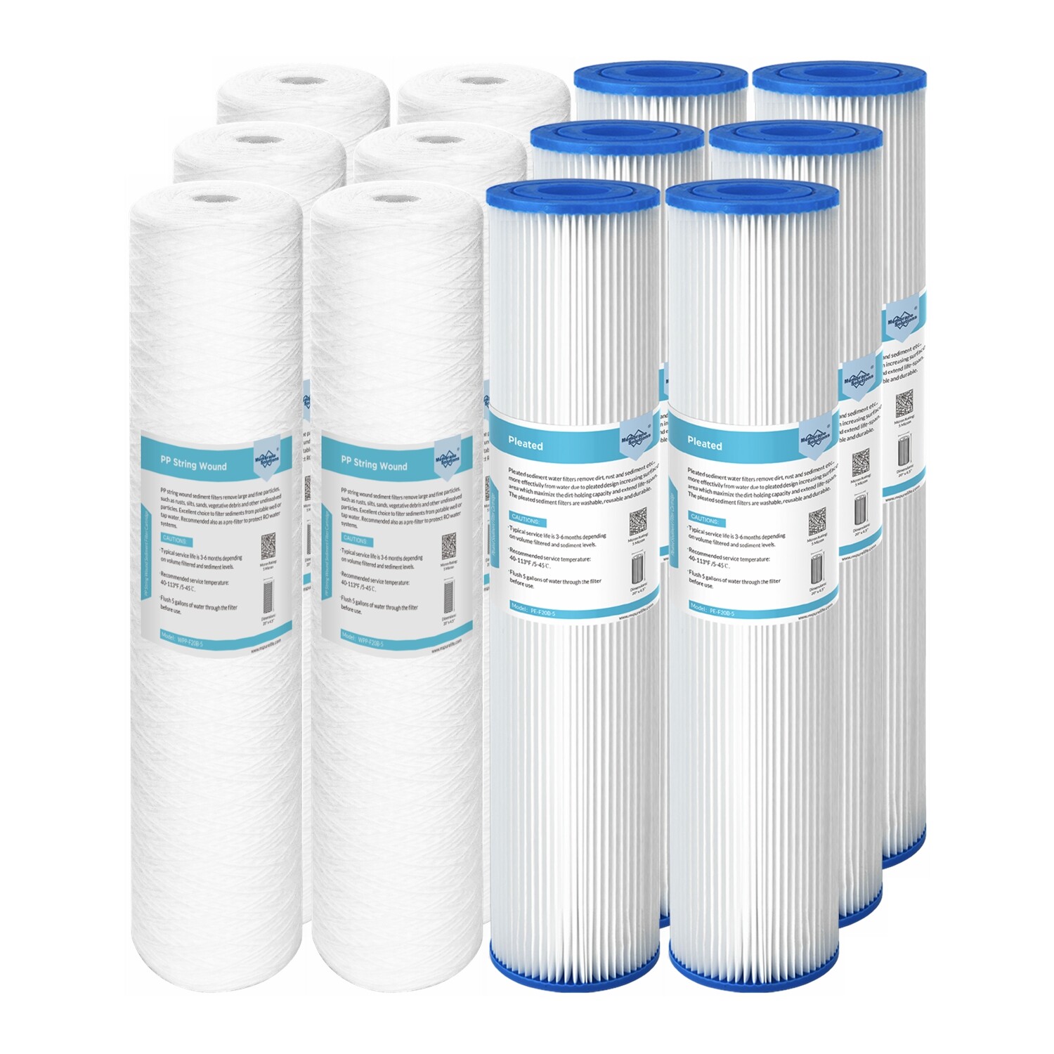 20"x4.5" for Big Blue Pleated String Wound Sediment Water Filter 5/20/50 Micron
