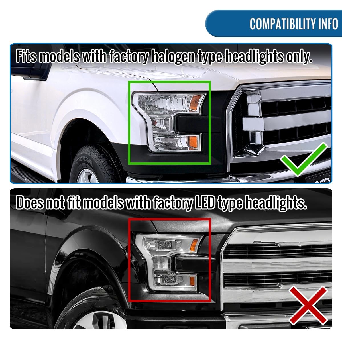 2015-2017 F150 Dual Projector Headlight LED DRL Switchback Sequential Turn Smoke