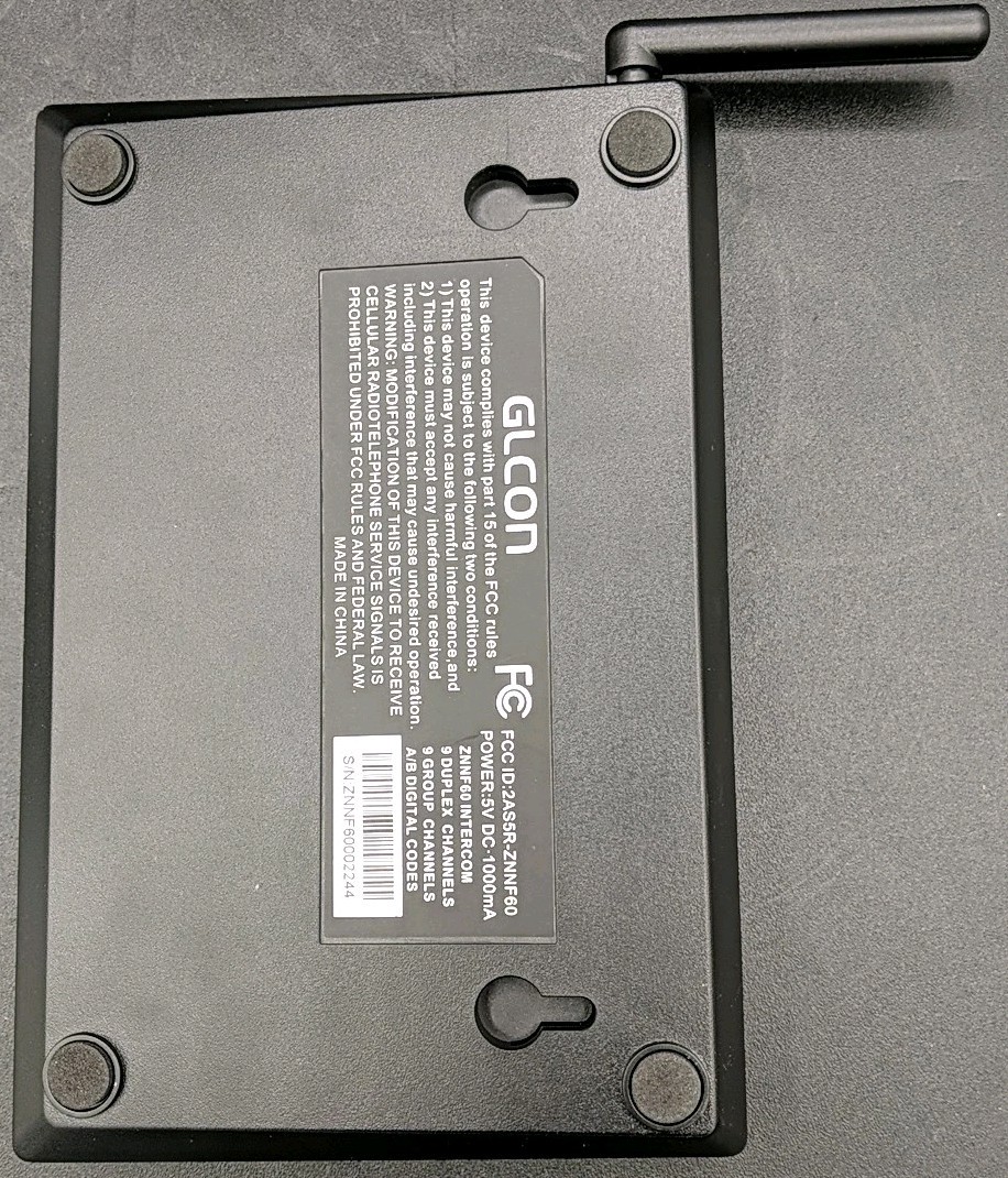 GLCON ZNNF60 Full-Duplex Wireless Intercom 9 Channels A/B Black Long-Range