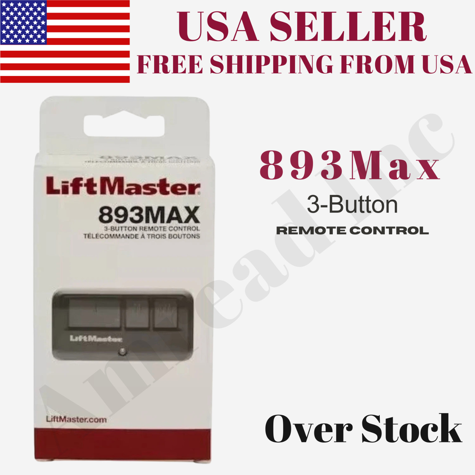 LiftMaster 893MAX Garage Door Remote Control Black 3 Button Universal Compatible