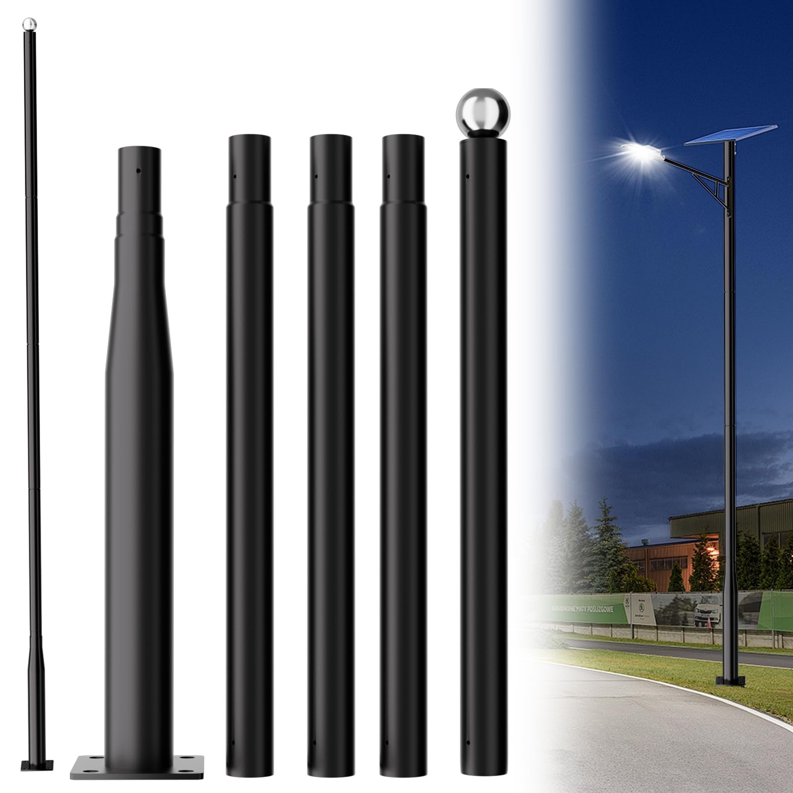 Street Light Pole 16ft, Adjustable Outdoor Light Pole for Garden, Yard, Drive...