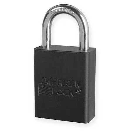 American Lock A1105kablk Lockout Padlock, Keyed Alike, Aluminum, Black, 1 In