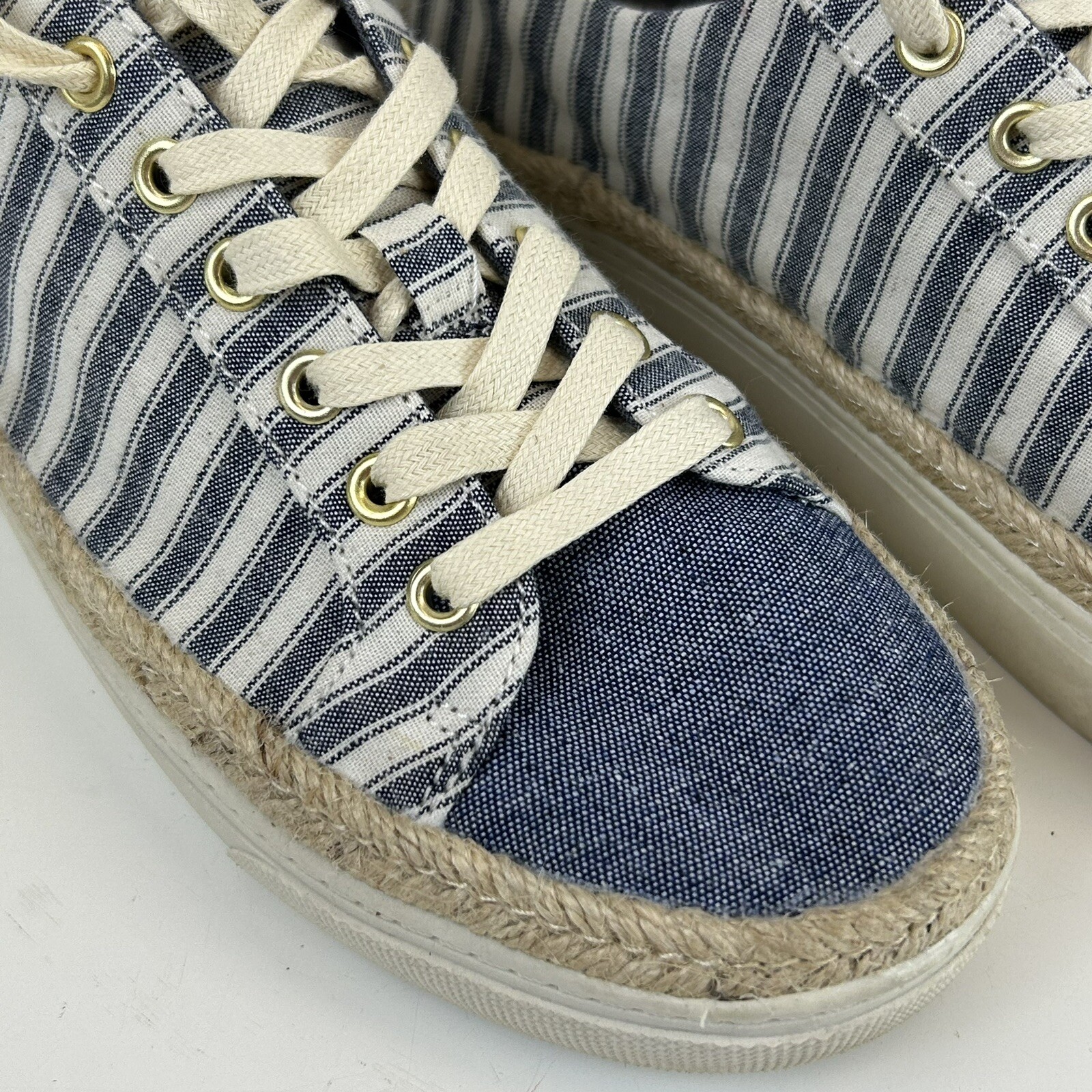 Liz Claiborne Shoes Womens 7 M Belfer Espadrilles Sneakers Lace Up Blue Fabric