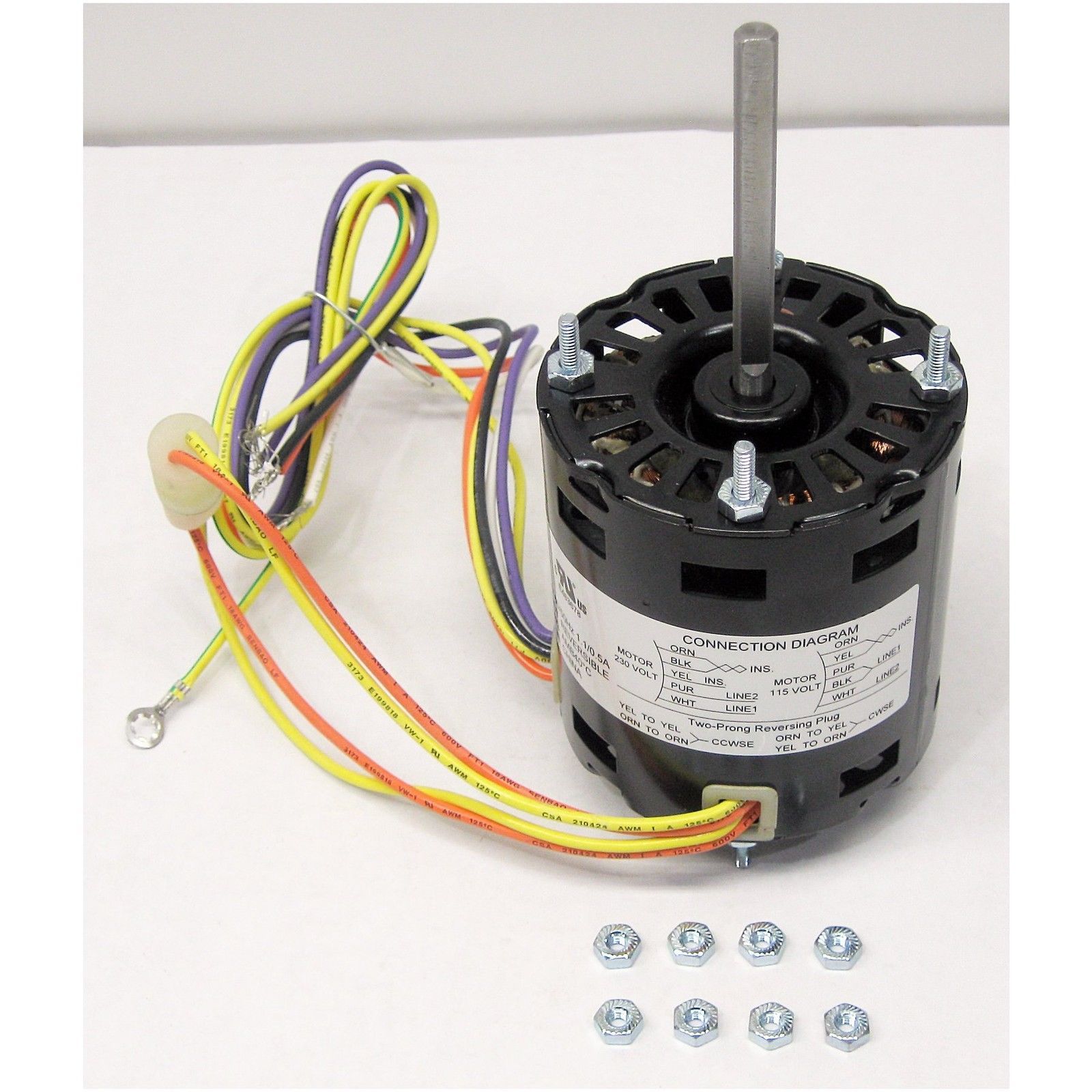 4-N-1 Refrigeration Fan Motor 3.3" 1/12 hp 1550 RPM 115/230V Fasco # 9721