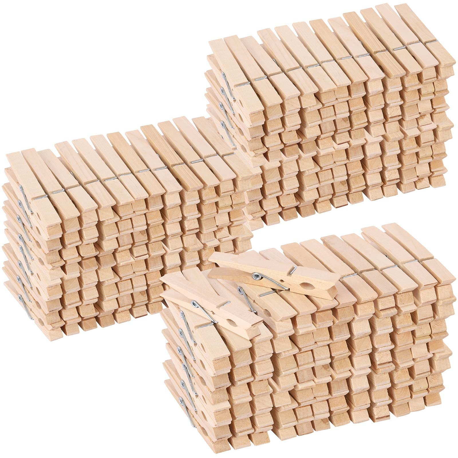 500pcs Large Wooden Clothespins - Heavy Duty C-500pcs, Wood-500pcs-3 Inch