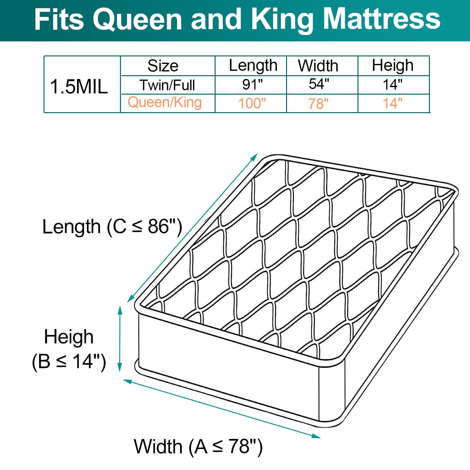 Mattress Bag for Moving Storage - Plastic Queen/King, 1pack