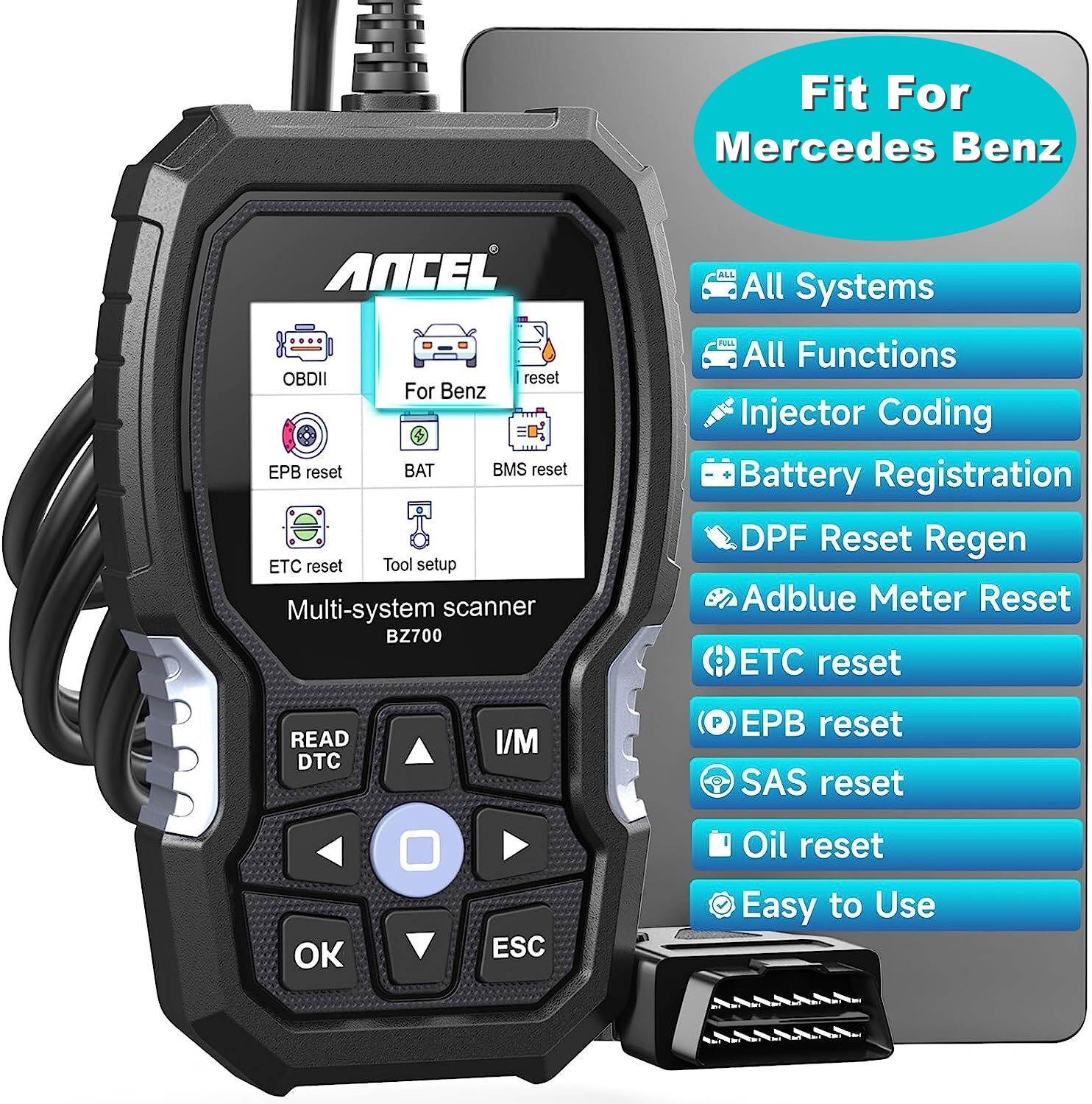 ANCEL BZ700-US for Mercedes Benz OBD2 Scanner Full System Code Reader ABS Bleed
