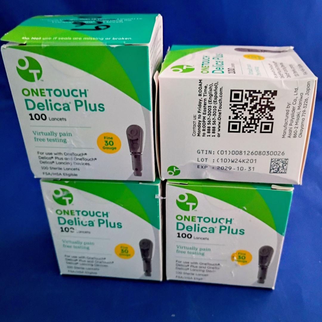 OneTouch Delica Plus 30G Lancets     Lot of 4 (Pack of 100 Units) exp 2029-10-31