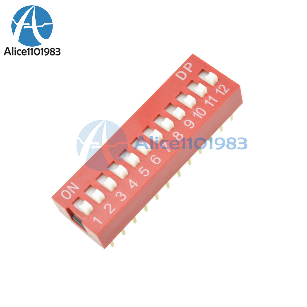 20PCS Slide Type Switch Module 2.54mm 12-Bit 12 Position Way DIP Red Pitch