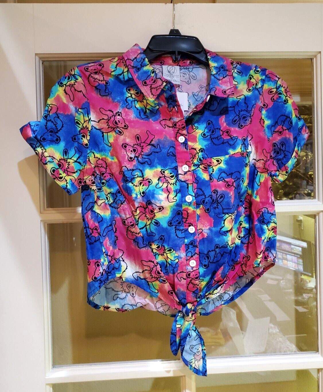 Grateful Dead Dancing Bear XXL Tie front Crop top authentic licensed womens NWT