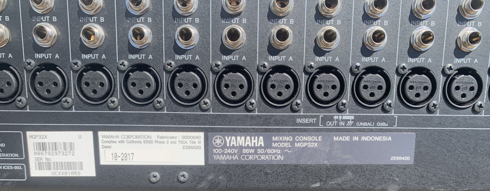Yamaha Mixing Console Model MGP32X 32 Channels Tested