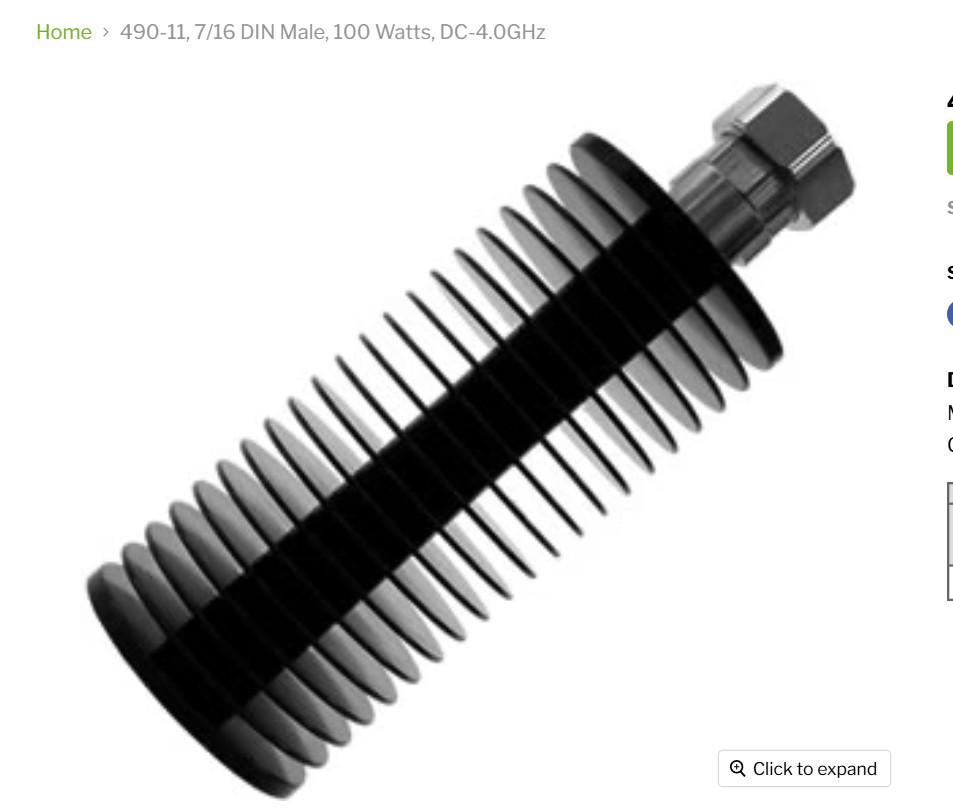MECA 490-11 DIN Male Termination Load 100 watts 7/16
